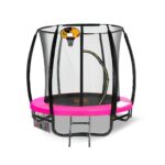 Classic 6ft Outdoor Round Trampoline Safety Enclosure And Basketball Hoop Set - Pink