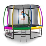 8ft Outdoor Rainbow Trampoline For Kids And Children Suited For Fitness Exercise Gymnastics With Safety Enclosure