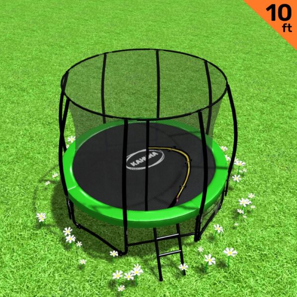 10ft Trampoline Free Ladder Spring Mat Net Safety Pad Cover Round Enclosure Green