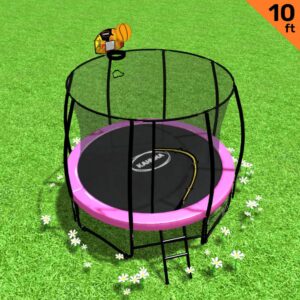 10ft Outdoor Trampoline With Safety Enclosure Pad Ladder Basketball Hoop Set Pink