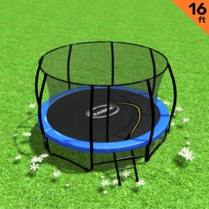 16ft Trampoline Free Ladder Spring Mat Net Safety Pad Cover Round Enclosure - Blue