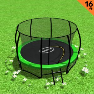 16ft Trampoline Free Ladder Spring Mat Net Safety Pad Cover Round Enclosure - Green