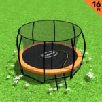 16ft Trampoline Free Ladder Spring Mat Net Safety Pad Cover Round Enclosure - Orange