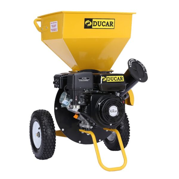 Wood Chipper Shredder Mulcher Garden 8hp Petrol Motor Upright Grinder - Yellow