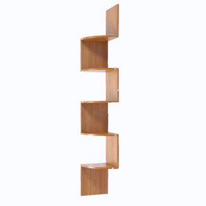 5 Tier Corner Wall Shelf Display Shelves Dvd Book Storag Rack Floating Mounted - Beech