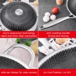 304 Stainless Steel 32cm Non-Stick Stir Fry Cooking Kitchen Wok Pan without Lid Honeycomb Double Sided