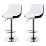 Bar Stools Kitchen Bar Stool Leather Barstools Swivel Gas Lift Counter Chairs x2 BS8403 White