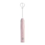 USB Charging Electric Egg Beater Milk Frother Handheld Drink Coffee Foamer Pink with 2 Stainless Steel Whisks