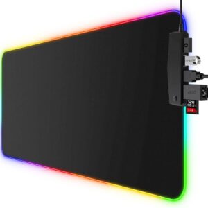 LED Gaming Mouse Pad Large 4 USB Ports RGB Extended Mousepad Keyboard Desk Anti-slip Mat