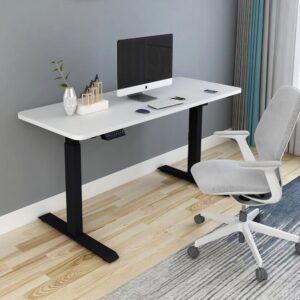 Standing Desk Height Adjustable Sit Stand Motorised Single White Motor Frame 120cm Maple Top