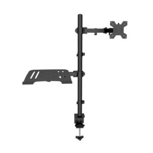 Premium Double Joint Articulating Steel Monitor Mount Arm with Laptop Holder Fit 32" Monitors 8kg Screen