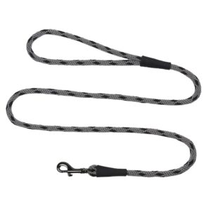 Mendota Clip Leash Small - lengths 3/8in x 6ft(10mm x1.8m) Made in the USA - Black Ice - Silver