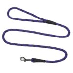 Mendota Clip Leash Small - lengths 3/8in x 6ft(10mm x1.8m) Made in the USA - Black Ice - Purple