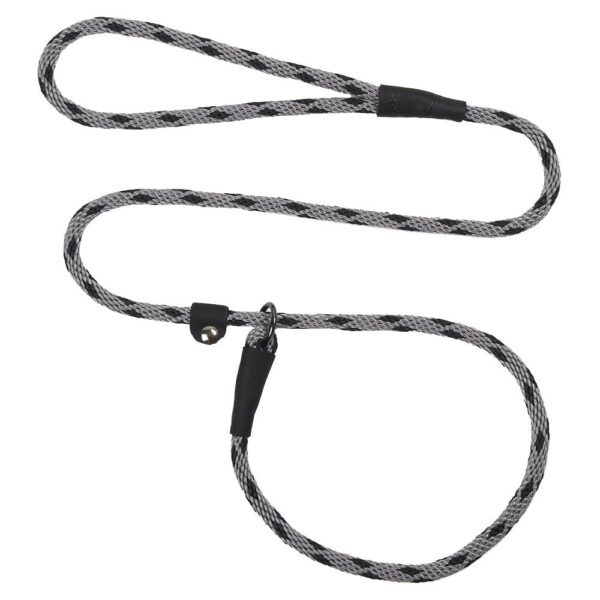 Mendota British  Slip Leash - Length 3/8in x 4ft(10mm x 1.2m) - Black Ice - Silver