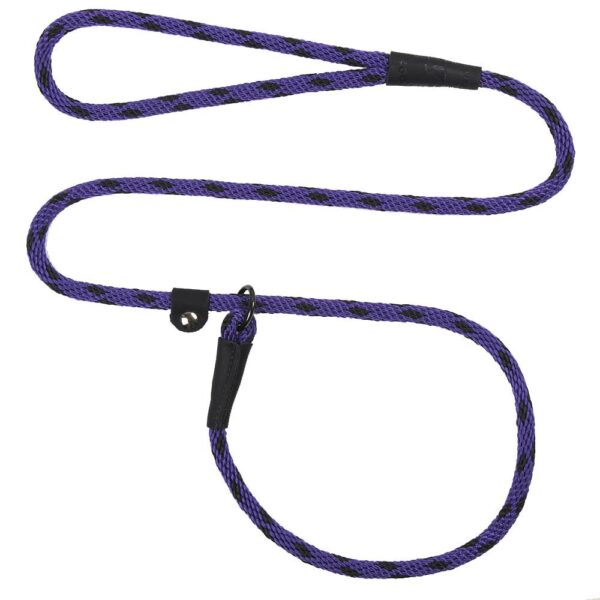 Mendota British  Slip Leash - Length 3/8in x 4ft(10mm x 1.2m) - Black Ice - Purple