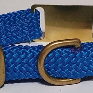 Mendota Products - ID Junior Dog Collar with Brass Tag - SIZES: 35CM   - Made in the USA - Blue