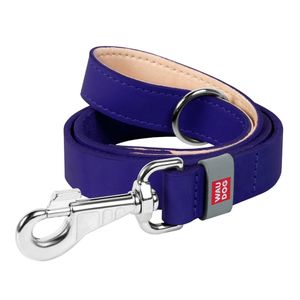 Waudog Flat Leather Clip Leash 25MM PURPLE 122CM