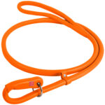 Waudog Leather Round Slip Leash W8MM- L183CM ORANGE