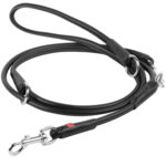 Waudog Leather Dog Clip Leash 10MM BLACK ADJUSTABLE 183CM