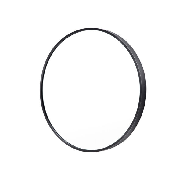 Wall Mirror Round Aluminum Frame Bathroom 60cm BLACK