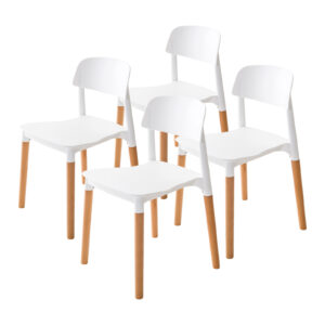 4X Retro Belloch Stackable Dining Cafe Chair WHITE