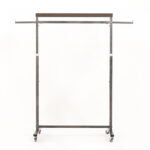 Clothes Rack Coat Stand Hanging Adjustable Rollable Steel PEARL GREY