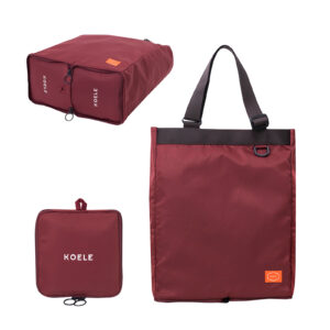 Shopper Bag Tote Bag Foldable Travel Laptop Grocery Nylon KO-SHOULDER WINE