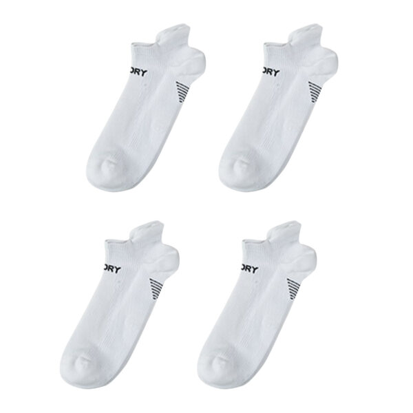 4X  Seamless Sport Sneakers Socks Medium Non-Slip Heel Tab WHITE