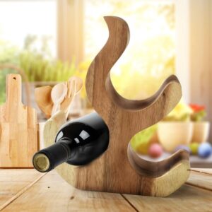 Wine Rack Carved Wood 3 bottle Wine Storage-Acacia Wood handcrafted