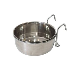 2 x Stainless Steel Pet Rabbit Bird Dog Cat Water Food Bowl Feeder Chicken Poultry Coop Cup 591ml