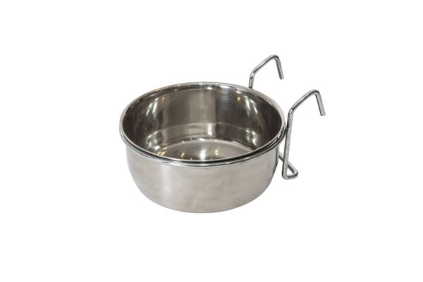 2 x Stainless Steel Pet Rabbit Bird Dog Cat Water Food Bowl Feeder Chicken Poultry Coop Cup 591ml