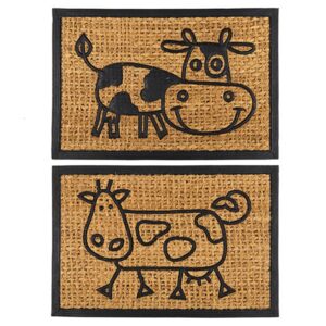 YES4HOMES 2 x Front Door Entryway Doormat Cursive Natural Coconut Coir Floor mat Outdoor