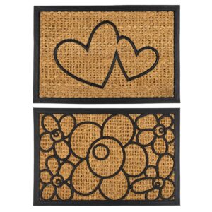 YES4HOMES 2 x Front Door Entryway Doormat Cursive Mat Coir Floor mat Outdoor