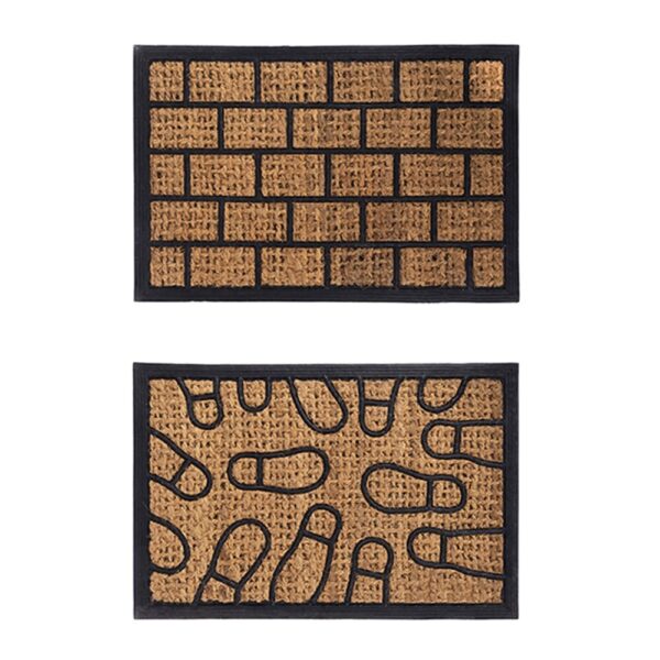 YES4HOMES 2 x Front Door Entryway Doormat Cursive Natural Coconut Coir Floor Mat Outdoor