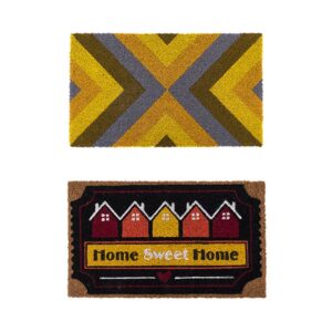 YES4HOMES 2 x Doormat for Front Door Entryway Cursive Natural Coconut Coir Floor mat Outdoor 45x75cm