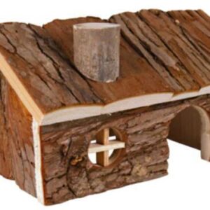 Natural Wooden Hamster Wooden House Small Pet Hideout with Chimney