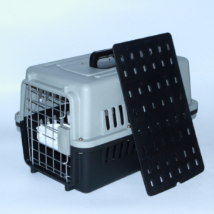 Small Dog Cat Crate Pet Airline Carrier Cage With Bowl and Tray-Black