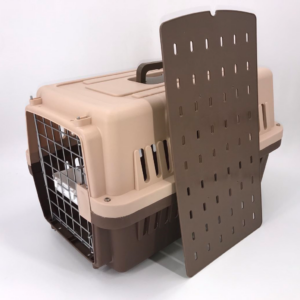 Medium Dog Cat Crate Pet Rabbit Carrier Airline Cage With Bowl & Tray-Brown