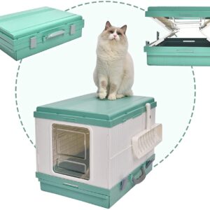 XL Portable Cat Toilet Litter Box Tray Foldable House with Handle and Scoop Green