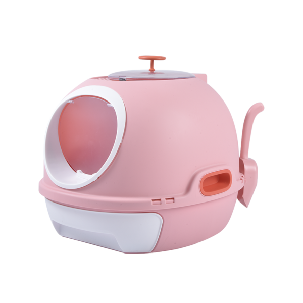 Hooded Cat Toilet Litter Box Tray House With Drawer & Scoop Pink