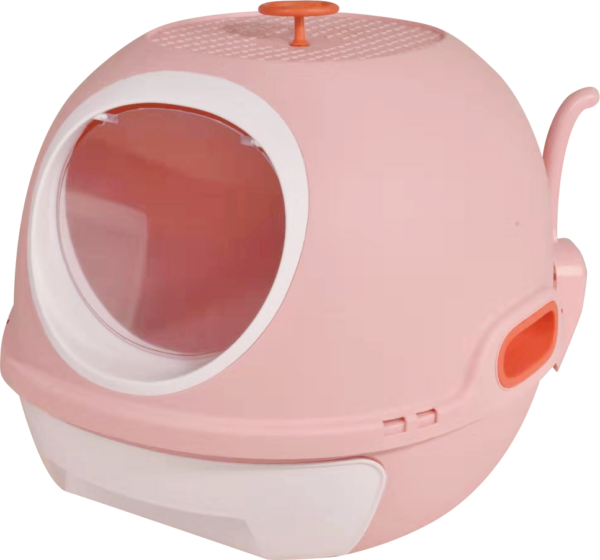 Hooded Cat Toilet Litter Box Tray House With Drawer and Scoop Pink