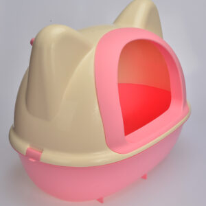 Large Hooded Cat Toilet Litter Box Tray House With Scoop Pink