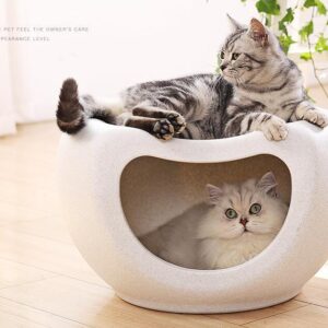 Cat Kitten Bed Cave Small Dog House Kennel Plastic Pet Pod Bedding Igloo White