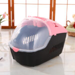 Medium Portable Travel Dog Cat Crate Pet Carrier Cage Comfort With Mat-Pink