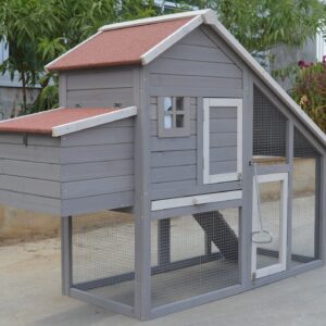 Grey Large Chicken Coop Rabbit Hutch Ferret Guinea Pig Cage Hen Chook Cat Kitten House