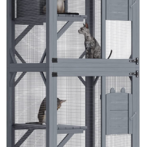 Pet Cat Shelter Condo with Escape Door Wooden Kitten Cage House