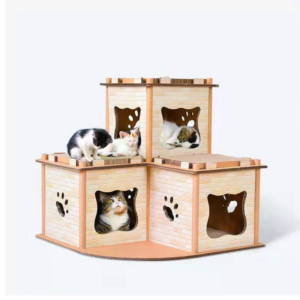 Cat Cardboard House Tower Condo Scratcher Pet Post Pad Mat Furniture