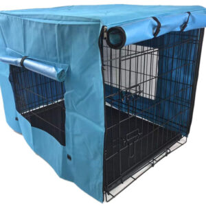 24' Portable Foldable Dog Cat Rabbit Collapsible Crate Pet Cage with Blue Cover