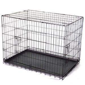 30' Collapsible Metal Dog Crate Cage Cat Carrier With Tray