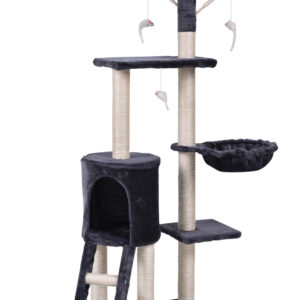 138cm Cat Scratching Post Tree Post House Tower with Ladder-Grey